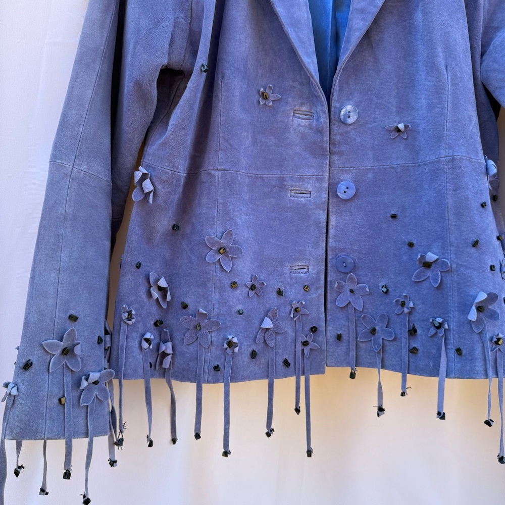 •SOLD• Vintage 90s Victor Costa Lilac Leather Jacket - Picture 5 of 8